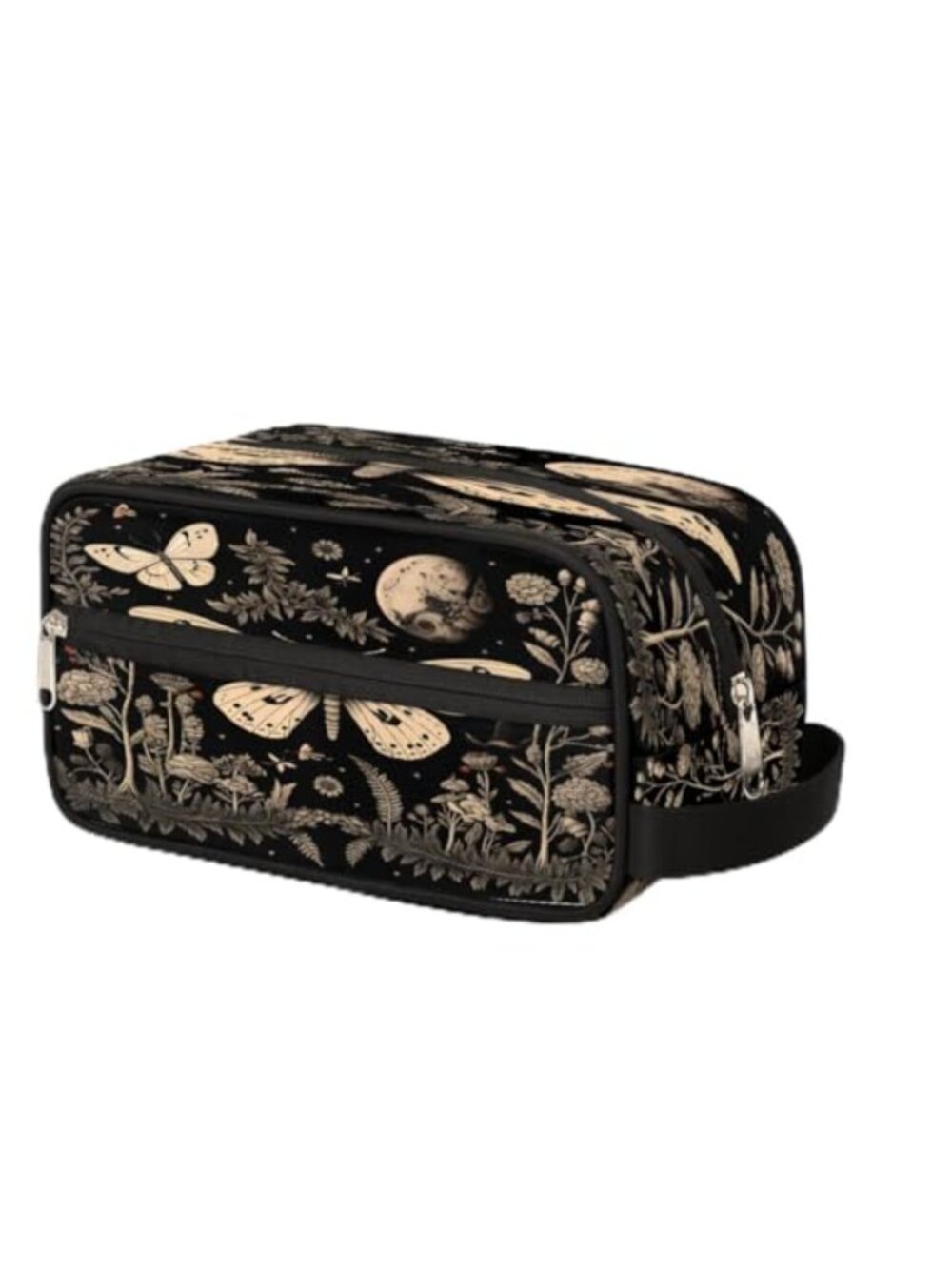 Vintage Gothic Floral Moon Butterfly Polyester Toiletry Makeup Bag Travel Pouch